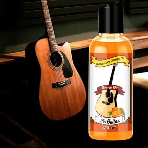 Huile d’entretien guitare 120 ml avec chiffon microfibre pour nettoyage professionnel.